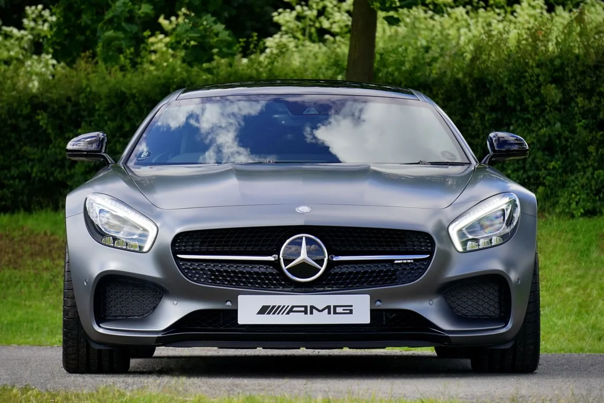 Silver Mercedes-AMG GT coupe