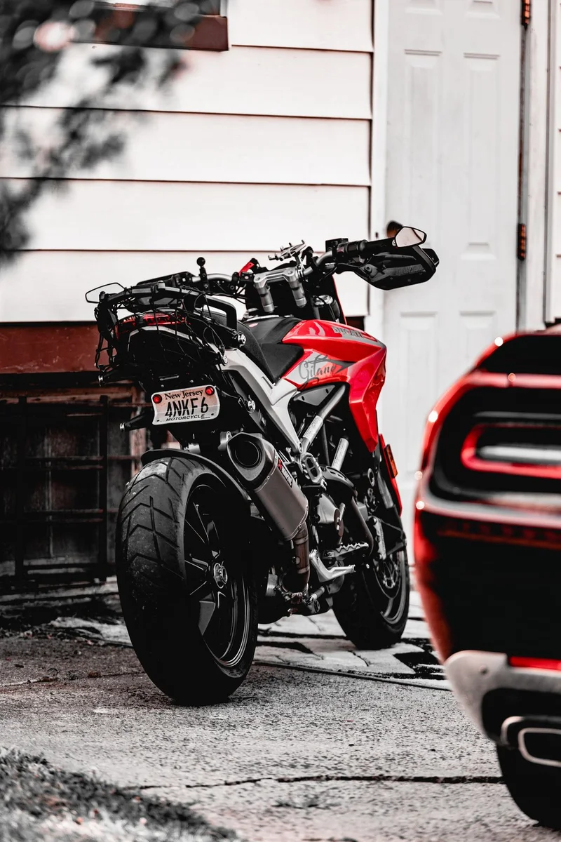 Red-and-black street motorcycle