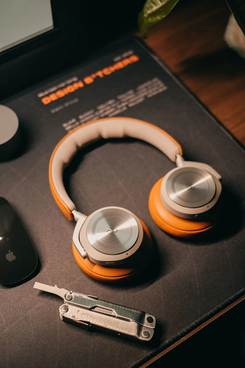 Copper-tone over-ear headphones