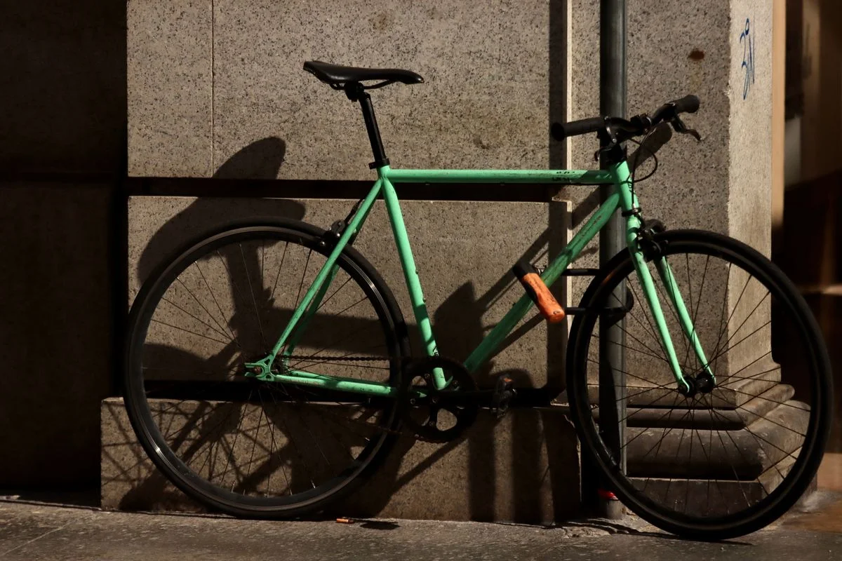 Green drop-bar city bicycle