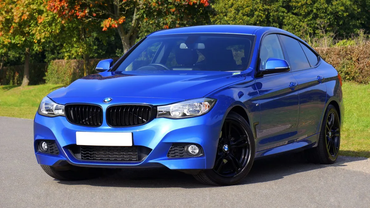 Blue BMW sport coupe
