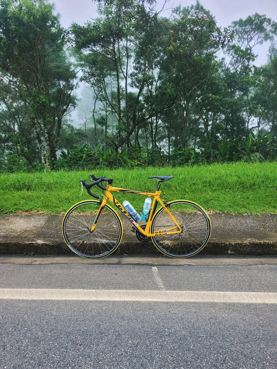Yellow drop-bar road bicycle