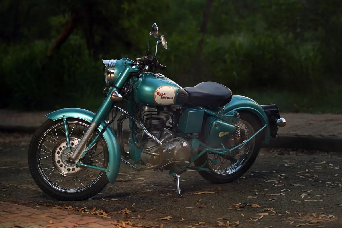 Classic green motorcycle