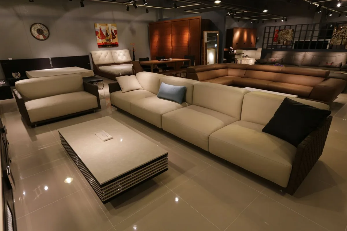 Cream modular sectional sofa
