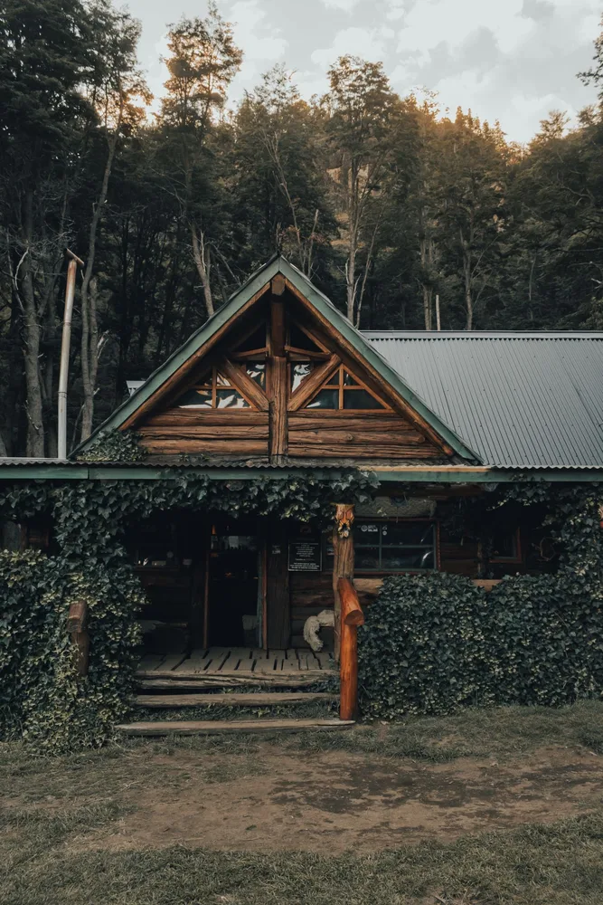 A woodland lodge with rustic character