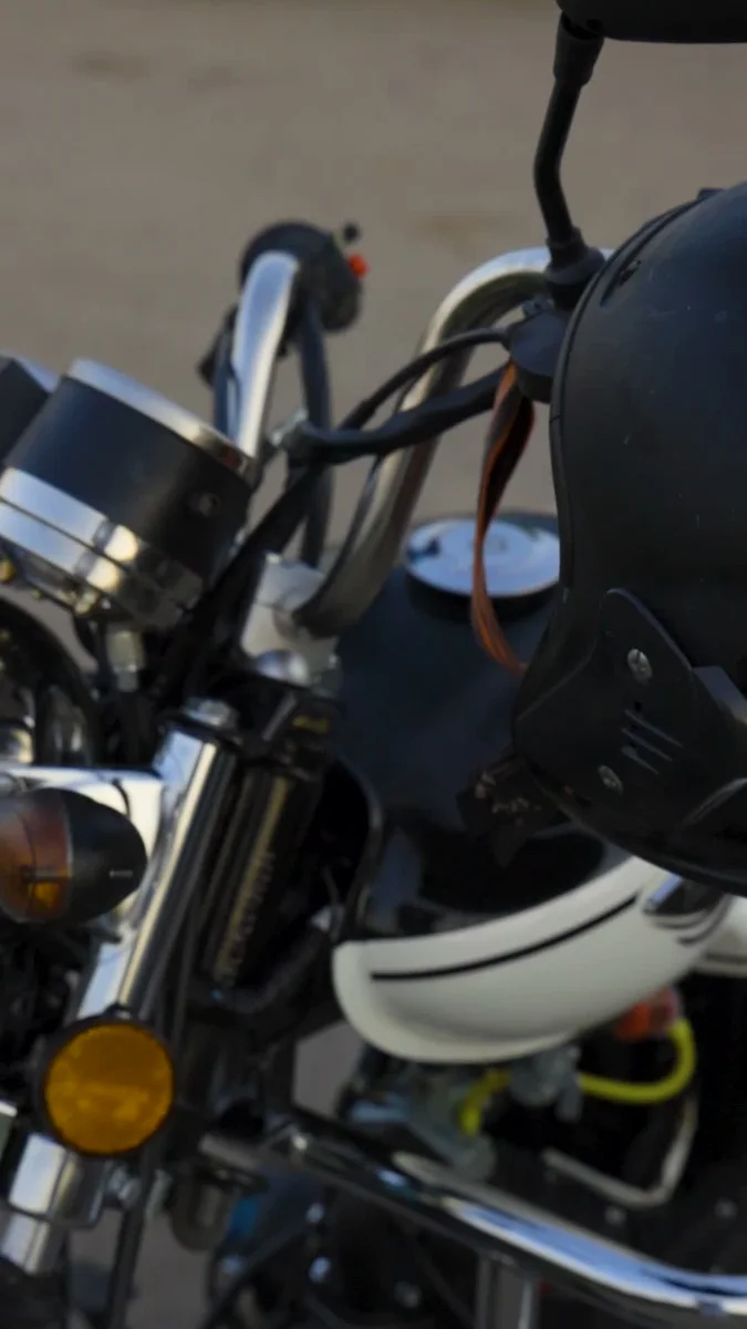 Classic black-and-white street motorcycle